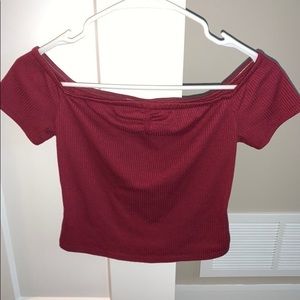Maroon off the shoulder crop top